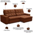 Ver imagem 3 de Sofá Retrátil Reclinável para Sala 3 Lugares 250cm Vincent F04 Veludo Terracota - Lyam Decor