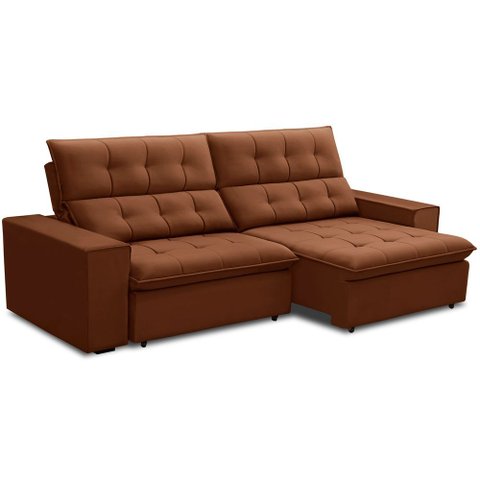 Sofá Retrátil Reclinável para Sala 3 Lugares 250cm Vincent F04 Veludo Terracota - Lyam Decor