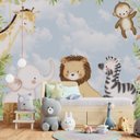 Ver imagem 4 de Papel de parede safári animal infantil para quarto de bebê M² PP89