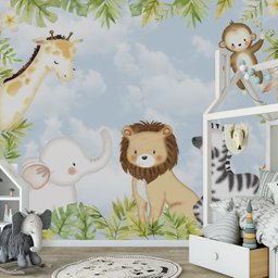 Papel de parede safári animal infantil para quarto de bebê M² PP89 - 2