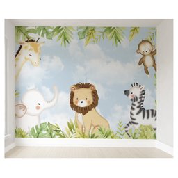 Papel de parede safári animal infantil para quarto de bebê M² PP89 - 1