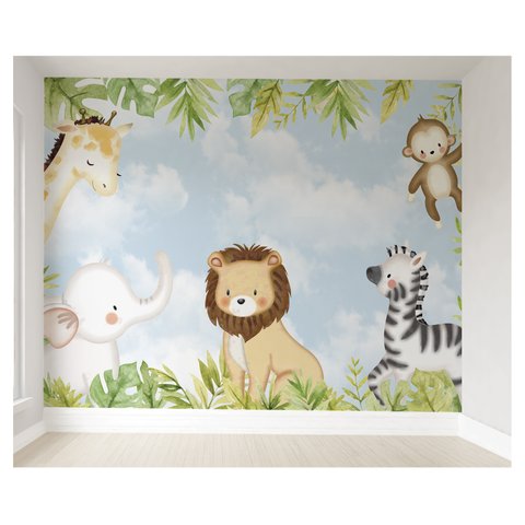 Papel de parede safári animal infantil para quarto de bebê M² PP89