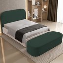 Ver imagem 1 de Cabeceira Cama Box Casal 160cm Lanna com Puff Recamier Doha W01 Suede Verde Musgo - Lyam Decor