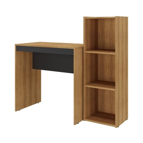 Escrivaninha com Estante Montana 115cm ME00800 Carvalho/Preto - Ozini Móveis