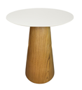 Ver imagem 1 de Mesa de Apoio Cone Base Laminada em Madeira Natural - Tampo Off White 60 cm Altura 60 cm Personal De