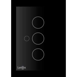 Interruptor Touch, espelho de acrílico, linha Glass, 3 botões - 4x2 Lumenx - Preto - 1