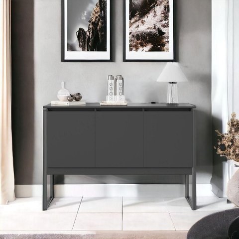 Buffet Bella Vista 3 Portas MDP 120cm Preto Onix 3 Compartimentos Casah
