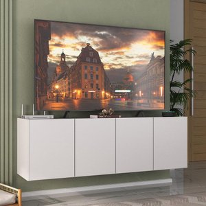 Rack para Tv até 50 Polegadas com 4 Portas Suspenso Multimóveis Mp1070 Branco