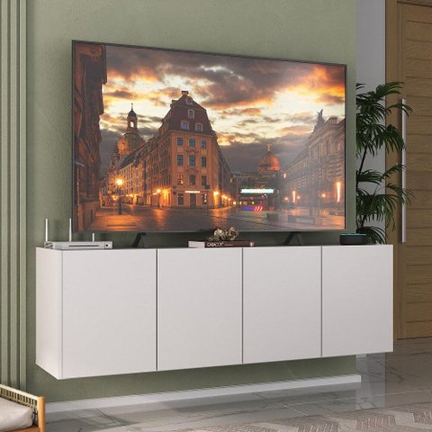 Rack para Tv até 50 Polegadas com 4 Portas Suspenso Multimóveis Mp1070 Branco