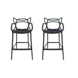 Conjunto 2 Banqueta Allegra Alta Master Preta Polipropileno - 1