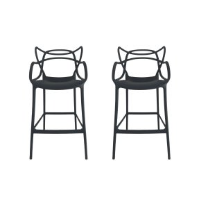 Conjunto 2 Banqueta Allegra Alta Master Preta Polipropileno