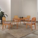 Ver imagem 1 de Mesa de Jantar Copper 120cm Tampo Mdf Laminado 4 Cadeiras Linho Capuccino/naturale/naturale