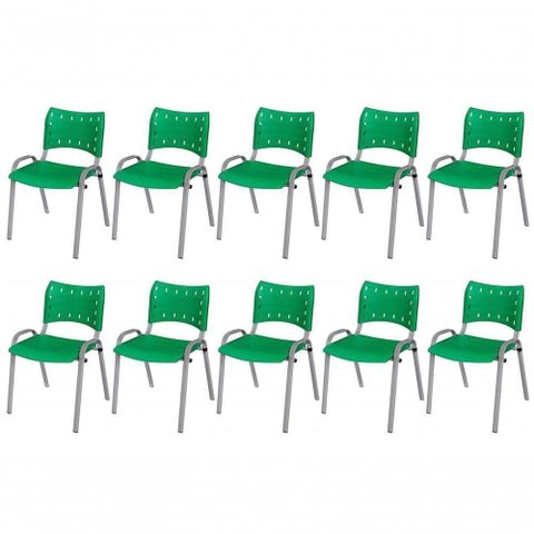 Cadeira Iso Base Cinza , Escritório Verde Kit 10 Un