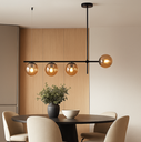 Ver imagem 3 de Lustre Pendente Preto Vidro Bola Esfera Âmbar Retrô Moderno Cozinha Ilha Sala Quarto Inl122