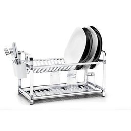 Escorredor em aço inox com porta talher 20 pratos - 1