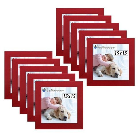 Kit 10 Porta Retrado Molduras 15x15 Vermelho