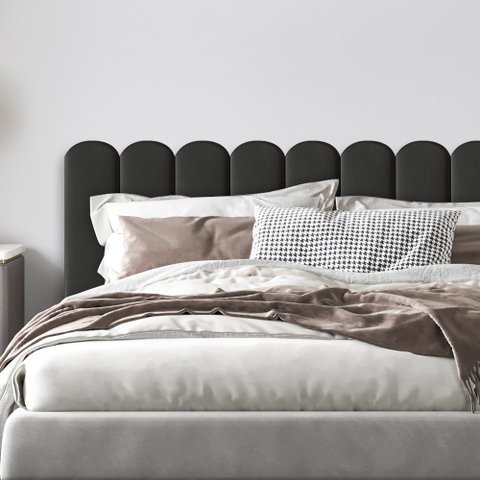 Cabeceira Nuvem Preta Estofada Modulada Para Cama Casal Queen 1,60cm x 60cm