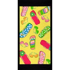 Toalha de Praia Panosul Microfibra Estampada Chinelos 0,70cmx1,40m Amarelo