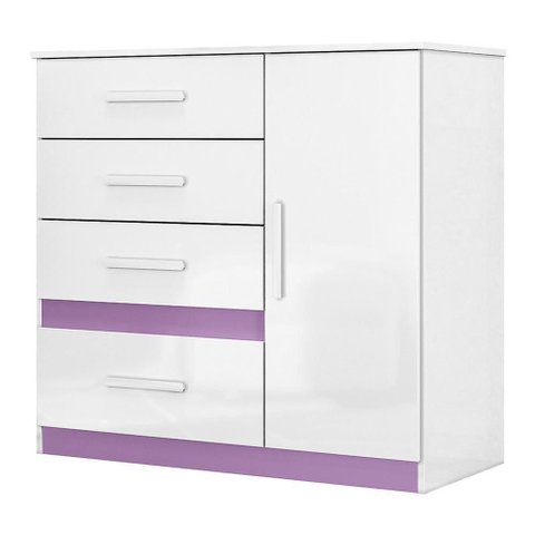 Cômoda Sapateira Vênus 1 Porta e 4 Gavetas Branco-Lilás - Moval Branco-Lilás