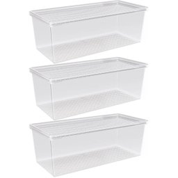 Kit 3 Organizadores de Geladeira com Tampa 4,5l Frutas Legumes Multiuso Transparente Uz - 1