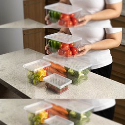 Kit 3 Organizadores de Geladeira com Tampa 4,5l Frutas Legumes Multiuso Transparente Uz - 2