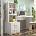 Ver imagem 1 de Escrivaninha Cristal 2 Gavetas 4 Nichos Branco - Peternella Móveis