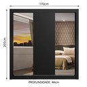 Ver imagem 3 de Guarda-Roupa Casal Madesa Mônaco 3 Portas de Correr com Espelhos Preto Cor:Preto