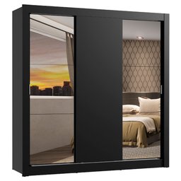 Guarda-Roupa Casal Madesa Mônaco 3 Portas de Correr com Espelhos Preto Cor:Preto - 2