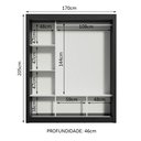 Ver mais imagens de Guarda-Roupa Casal Madesa Mônaco 3 Portas de Correr com Espelhos Preto Cor:Preto