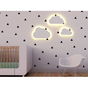 Kit 3 Luminárias Led Nuvens Decoração Quarto Infantil:branco Quente (amarelado)