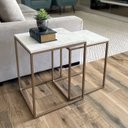 Ver imagem 2 de Conjunto de Mesas Ninho Atlanta Marmorizado - DOURADO