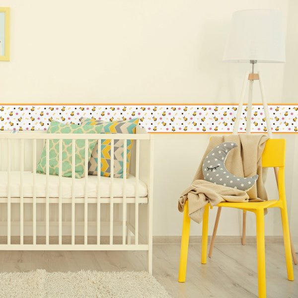 Faixa Decorativa para Quarto de Bebê Abelhas 5mx10cm - 3