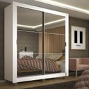 Ver imagem 1 de Guarda-Roupa Solteiro Madesa Denver 2 Portas de Correr de Espelho com Pés Branco Cor:Branco