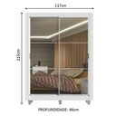 Ver imagem 2 de Guarda-Roupa Solteiro Madesa Denver 2 Portas de Correr de Espelho com Pés Branco Cor:Branco