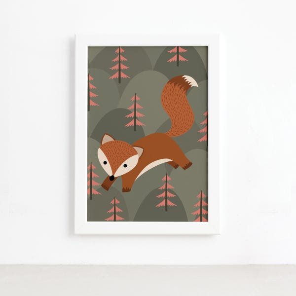 Quadro para Quarto de Bebê Raposinha 1 22x32cm Mold Branca - 1
