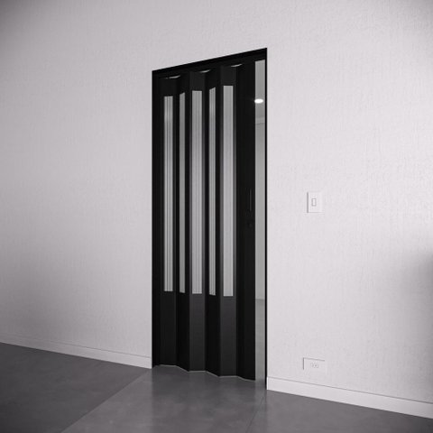 Porta Sanfonada Pvc Translucida 260x216 Preto