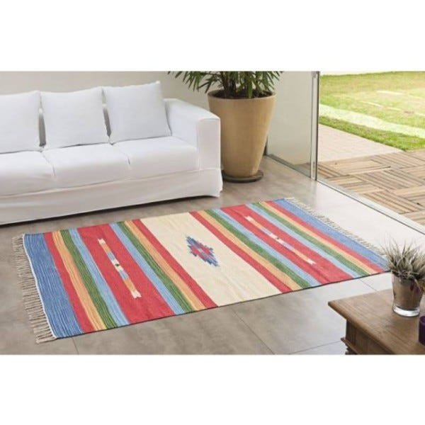 Tapete Kilim - 1,40m X 2,00m - 100% Algodão - Desenho 004 - Niazitex - 1