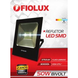 Refletor Led Smd 50 W FIOLUX Holofote Bivolt 50W 110/220 a Prova d'água IP65 - 3