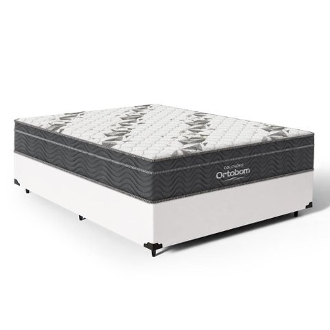 Cama Box com Colchão de Espuma D33 Ortobom Airtech Ortopillow 100 Casal 138cm