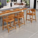 Ver imagem 2 de Kit 04 Banquetas Baixa para Cozinha Sala Jantar Bancada Cecília L02 Couríssimo Canela - Lyam Decor