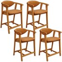 Ver imagem 1 de Kit 04 Banquetas Baixa para Cozinha Sala Jantar Bancada Cecília L02 Couríssimo Canela - Lyam Decor