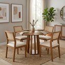 Ver imagem 7 de Mesa de Jantar Redonda Pitanga com 4 Cadeiras Estofadas Tamarindo Trama Bege