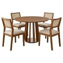 Ver imagem 1 de Mesa de Jantar Redonda Pitanga com 4 Cadeiras Estofadas Tamarindo Trama Bege