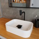 Ver imagem 2 de Cuba Pia Banheiro Oxford Torneira Inox Valvula Click Black Branco Brilho