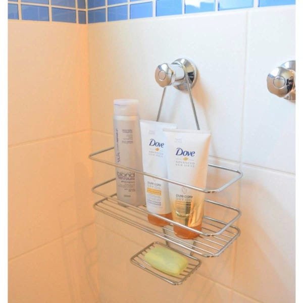 Suporte Porta Shampoo Sabonete Encaixe no Registro Banheiro Luxo - Cromado - 3