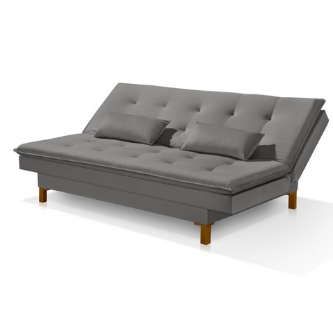 Sofá Cama Bangkok Costura Capitonê Sofisticado em Madeira