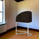 Ver imagem 2 de Poltrona Banqueta Mia Decorativa Suede Base Metal Branco - Estopar Poltrona Mia Base Branca Suede Ma