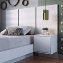 Ver imagem 1 de Cabeceira para Cama Solteiro com Mesa de Apoio Branca