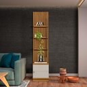 Ver imagem 1 de Estante para Sala Ripada 3 Prateleiras Nature Off White Jm Móveis