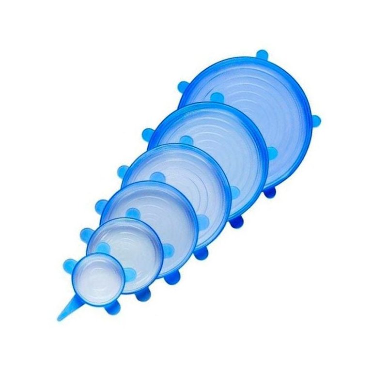 Kit 6 Tampas Silicone Universal Pote Panela Pote Forma Reutilizável Elástico